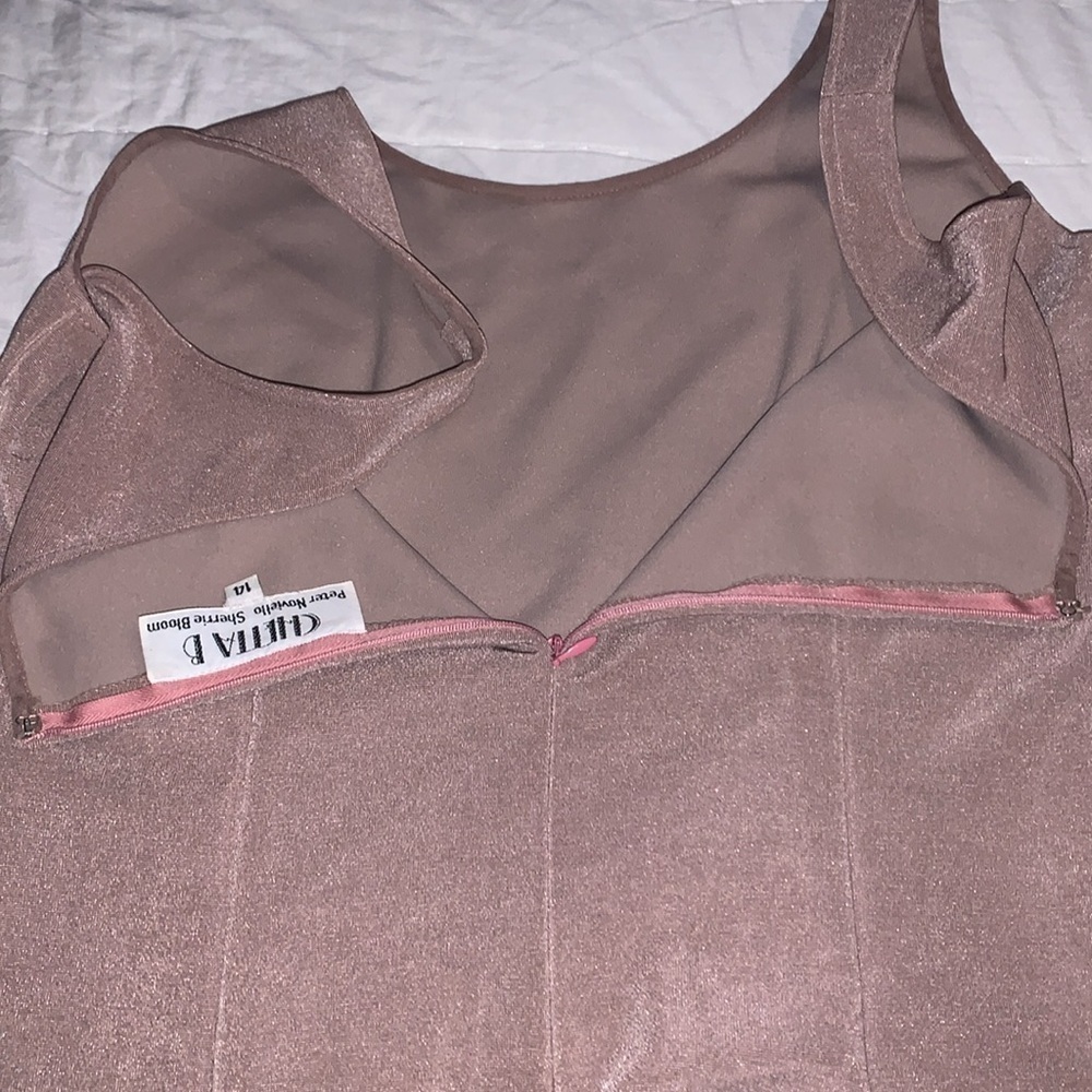 Vintage 1X 14 Chetta B nude tailored body con hidden back zipper dress 100% silk - Picture 5 of 7